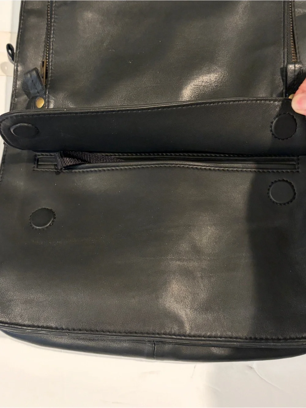 Nicholas K Black Leather Sling Pack One Strap Backpack Utilitarian Avant Garde